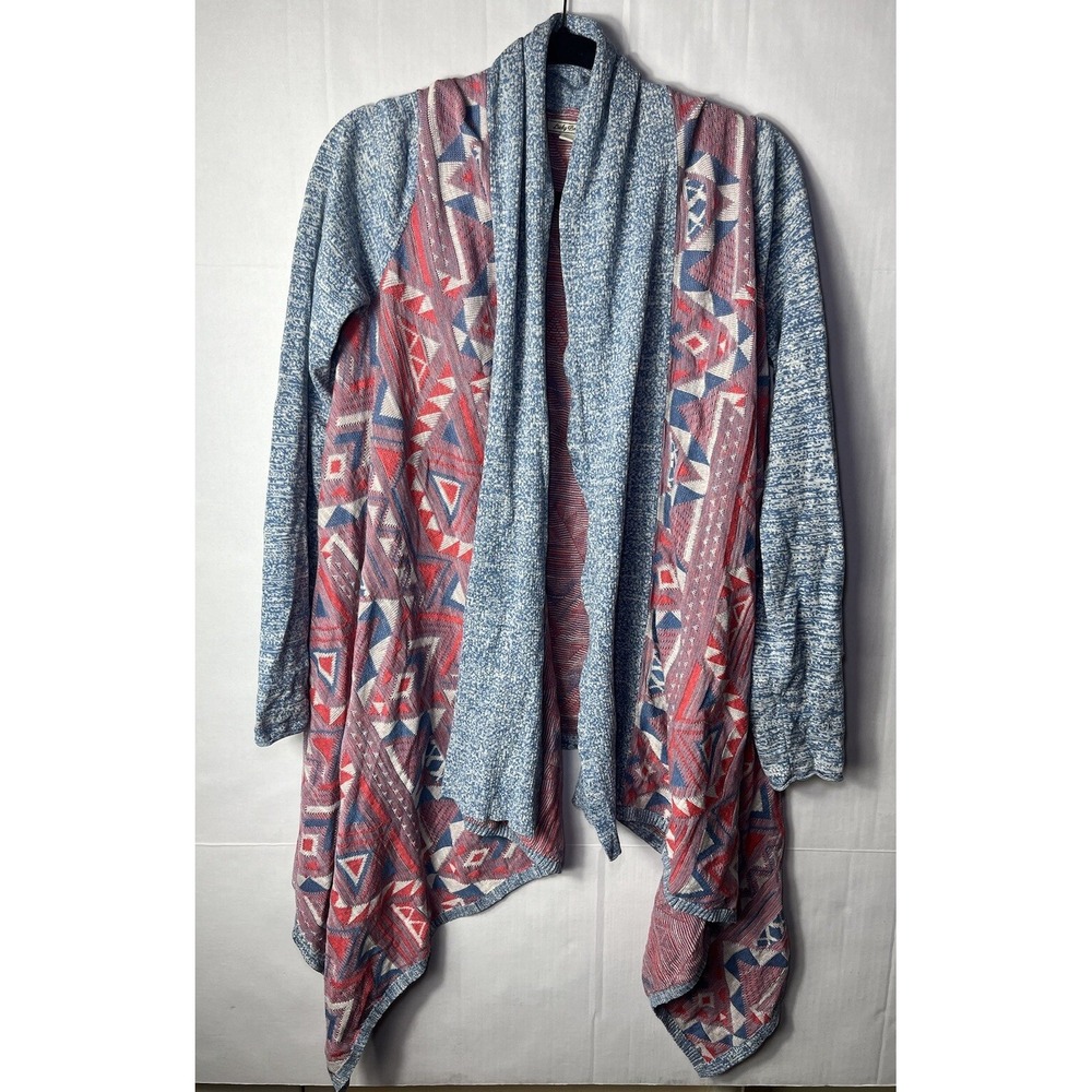 Lucky Brand Cardigan Sweater Sharkbite Hem Multicolor Women's‎ Size M